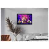 Multicolor synthetic frame with Radha Krishna painting, lightweight and water-resistant for wall mounting (14x20 inches)