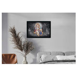 Radha Krishna Painting with Synthetic Photo Frame (Multicolor)