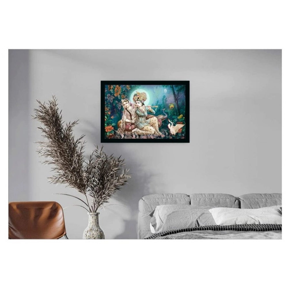 Radha Krishna Painting with Synthetic Photo Frame (Multicolor)