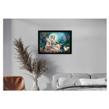 Radha Krishna Painting with Synthetic Photo Frame (Multicolor)