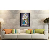 Radha Krishna Painting with Synthetic Photo Frame (Multicolor)