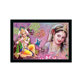 Radha Krishna Painting with Synthetic Photo Frame (Multicolor)