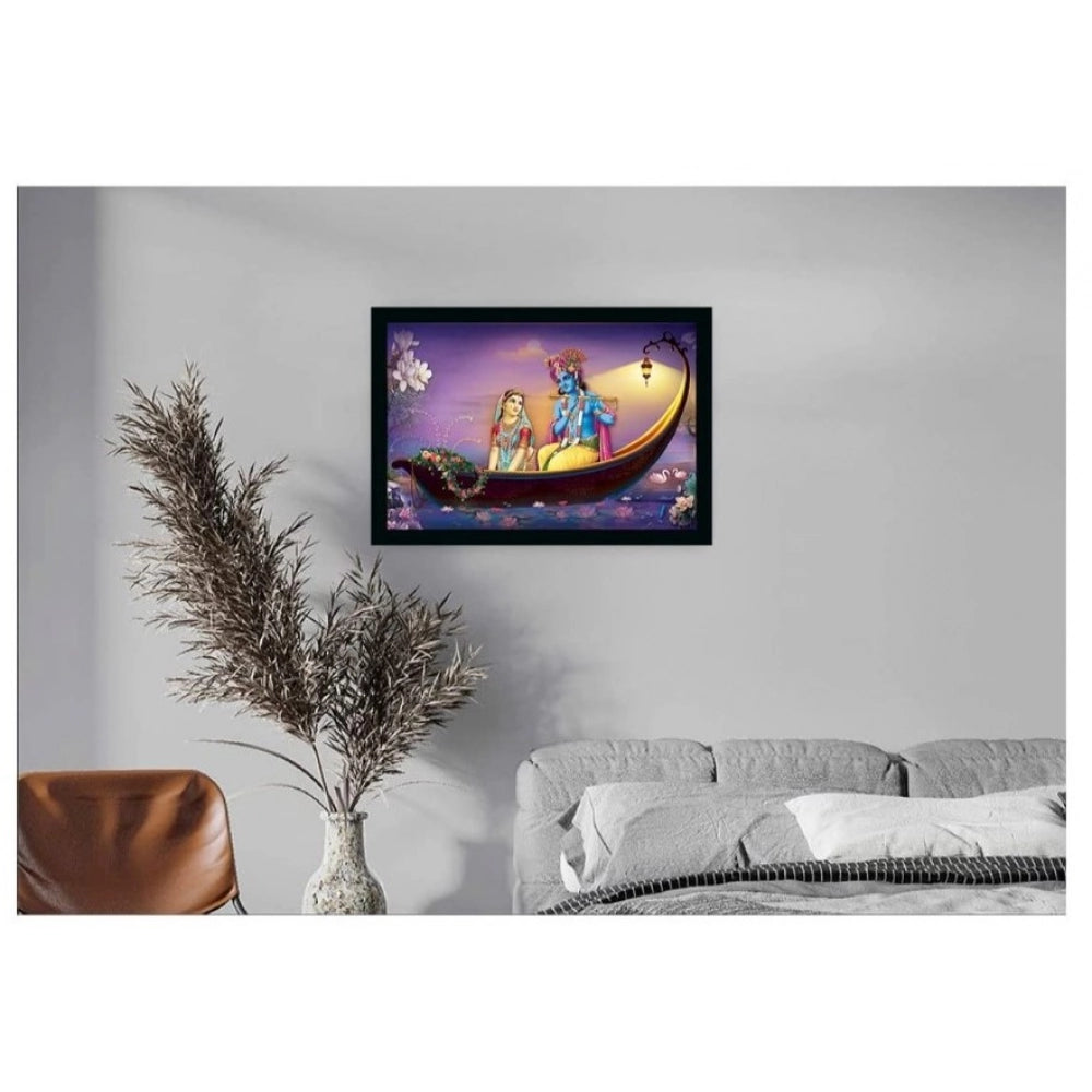 Radha Krishna Painting with Synthetic Photo Frame (Multicolor)