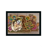 Radha Krishna Painting with Synthetic Photo Frame (Multicolor)