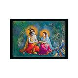 Radha Krishna Painting with Synthetic Photo Frame (Multicolor)