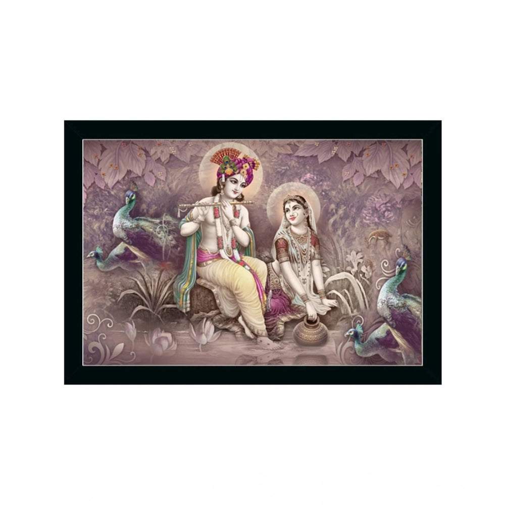 Radha Krishna Painting with Synthetic Photo Frame (Multicolor)