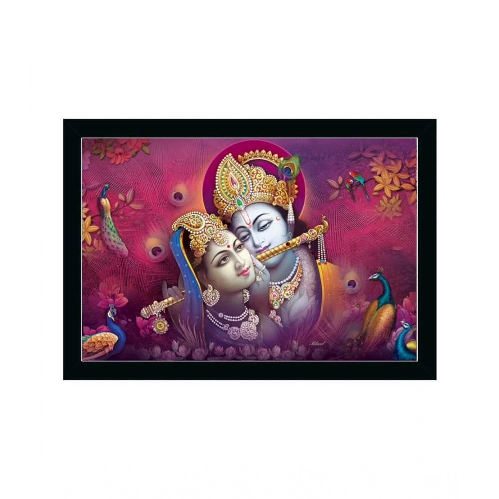 Radha Krishna Painting with Synthetic Photo Frame (Multicolor)