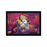 Radha Krishna Painting with Synthetic Photo Frame (Multicolor)