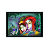Radha Krishna Painting with Synthetic Photo Frame (Multicolor)