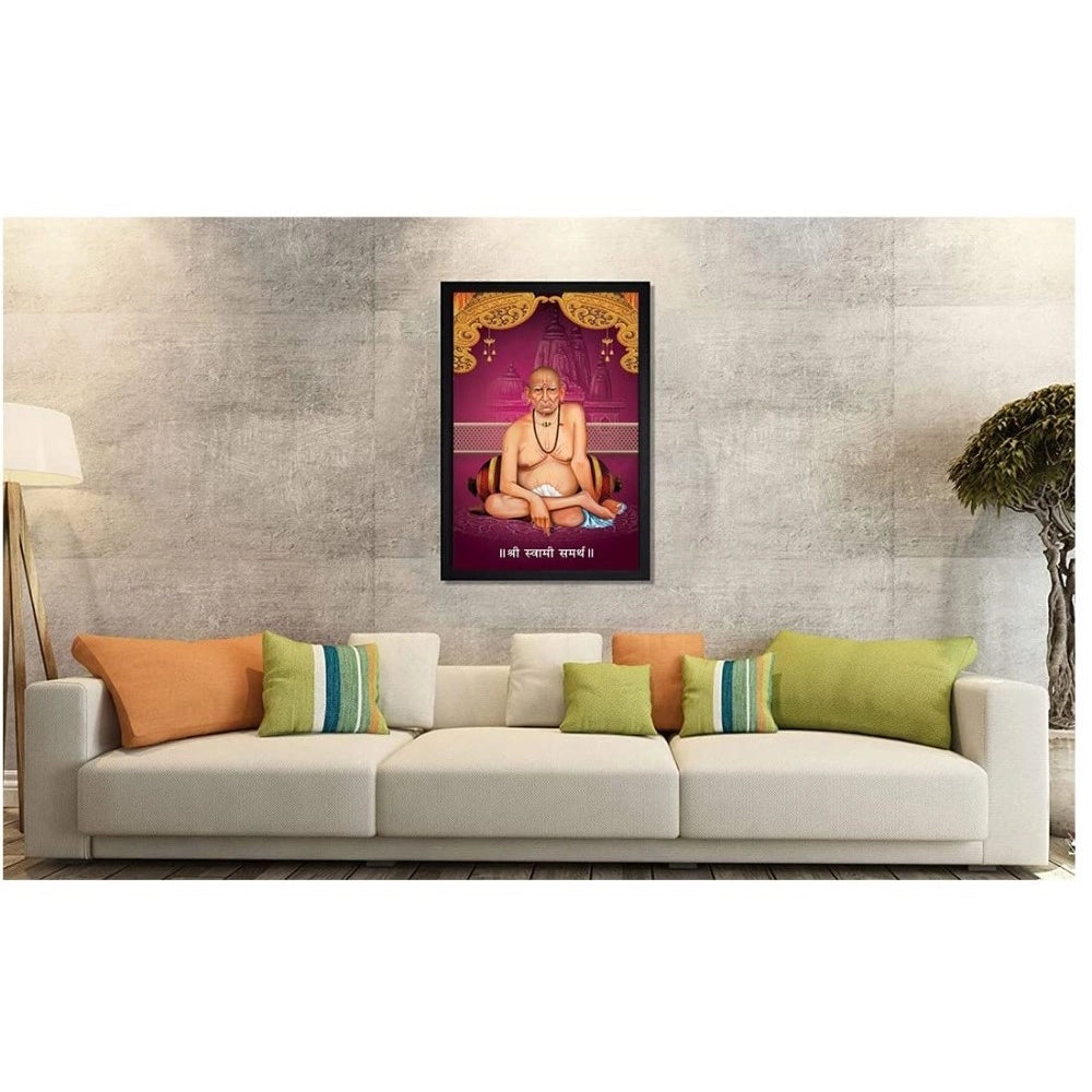 Shri Swami Samarth Photo Frame with Synthetic Photo Frame (Multicolor)