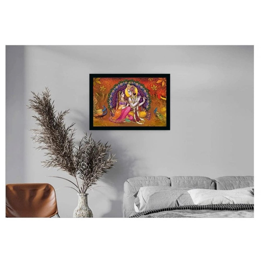 Multicolor Radha Krishna painting with lightweight, water-resistant synthetic frame (14x20 inch)