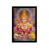 Multicolor synthetic framed Ganesh photo, lightweight and water-resistant, wall-mounted on 14x20 inch frame
