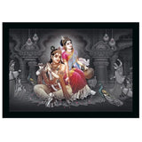 Multicolor vinyl sparkle-coated Radha Krishna painting with lightweight, water-resistant synthetic frame (14x20 inch)