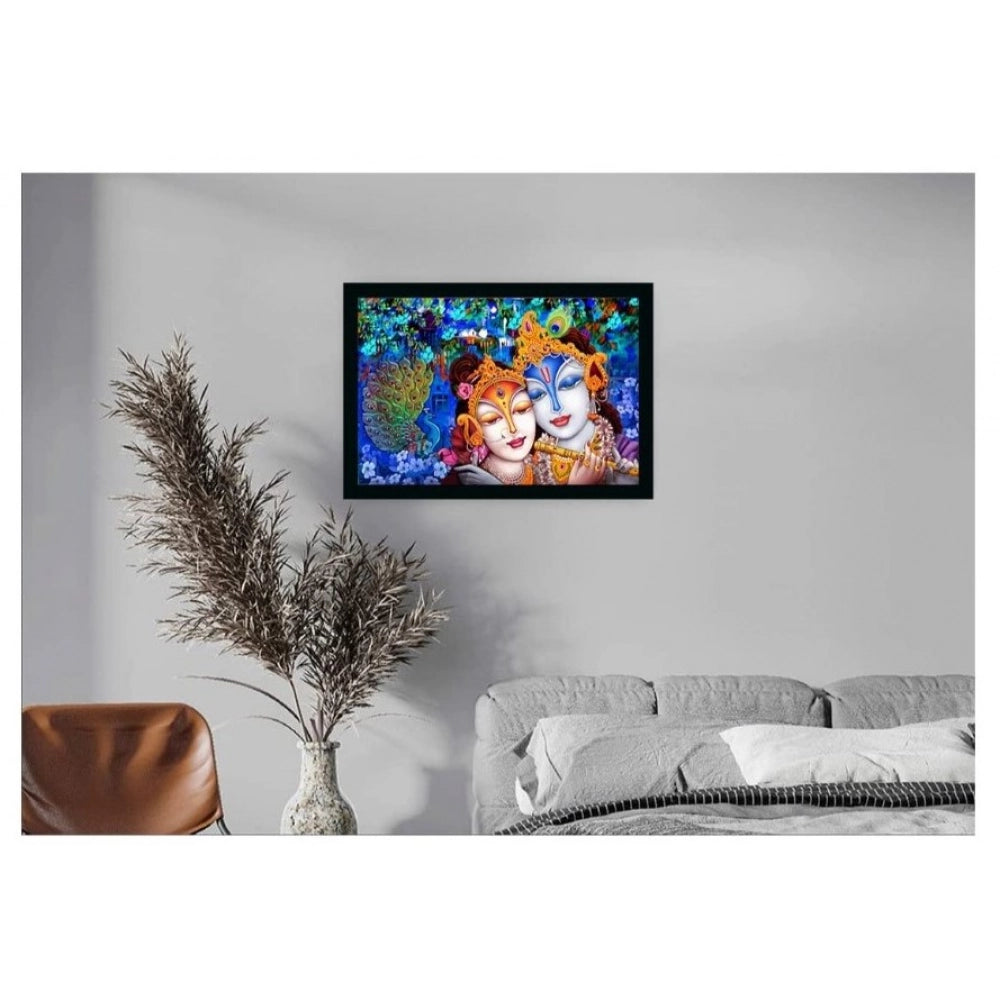 Radha Krishna Painting with Synthetic Photo Frame (Multicolor)