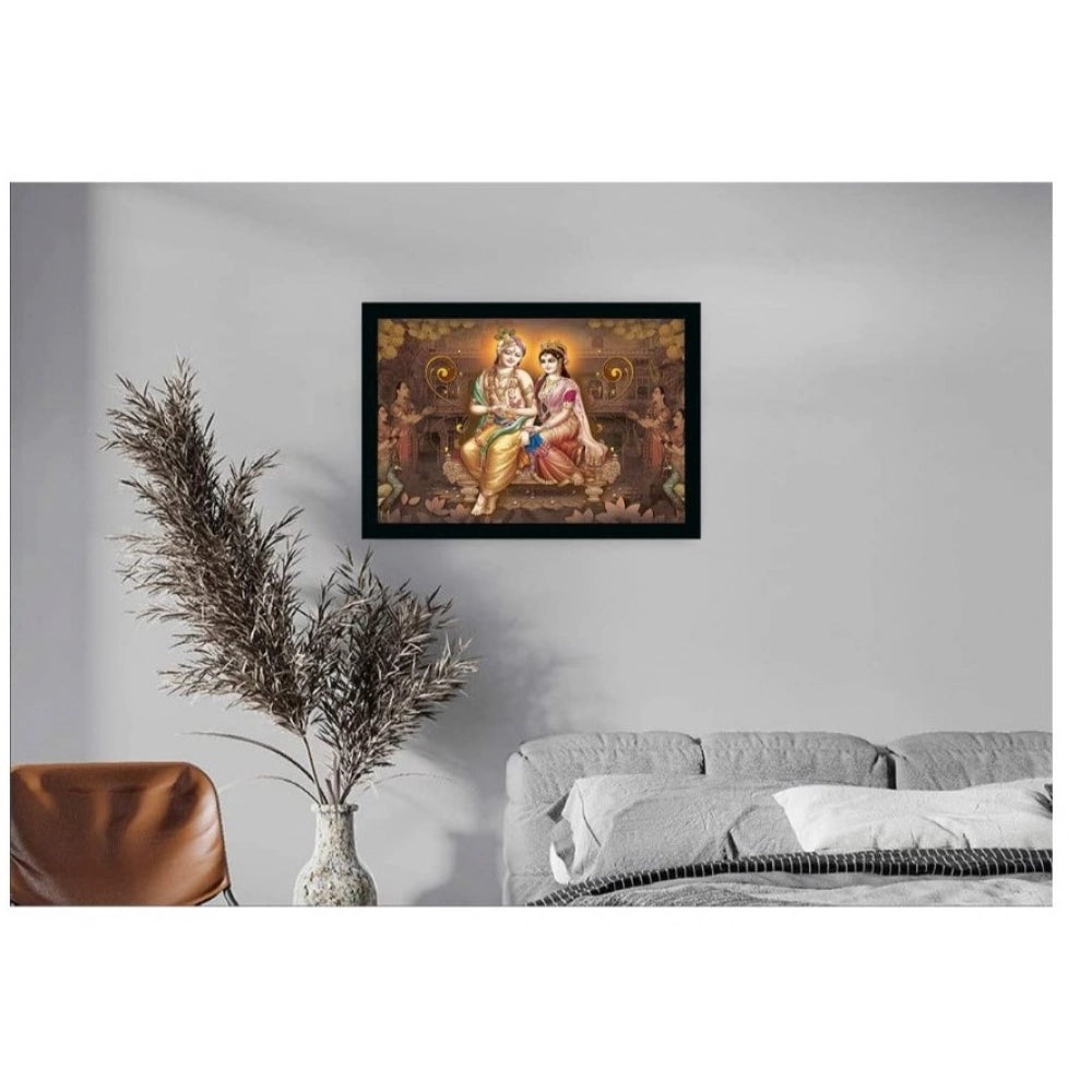 Radha Krishna Painting with Synthetic Photo Frame (Multicolor)