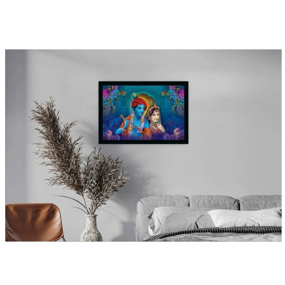 Radha Krishna Painting with Synthetic Photo Frame (Multicolor)