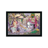 Radha Krishna Painting with Synthetic Photo Frame (Multicolor)