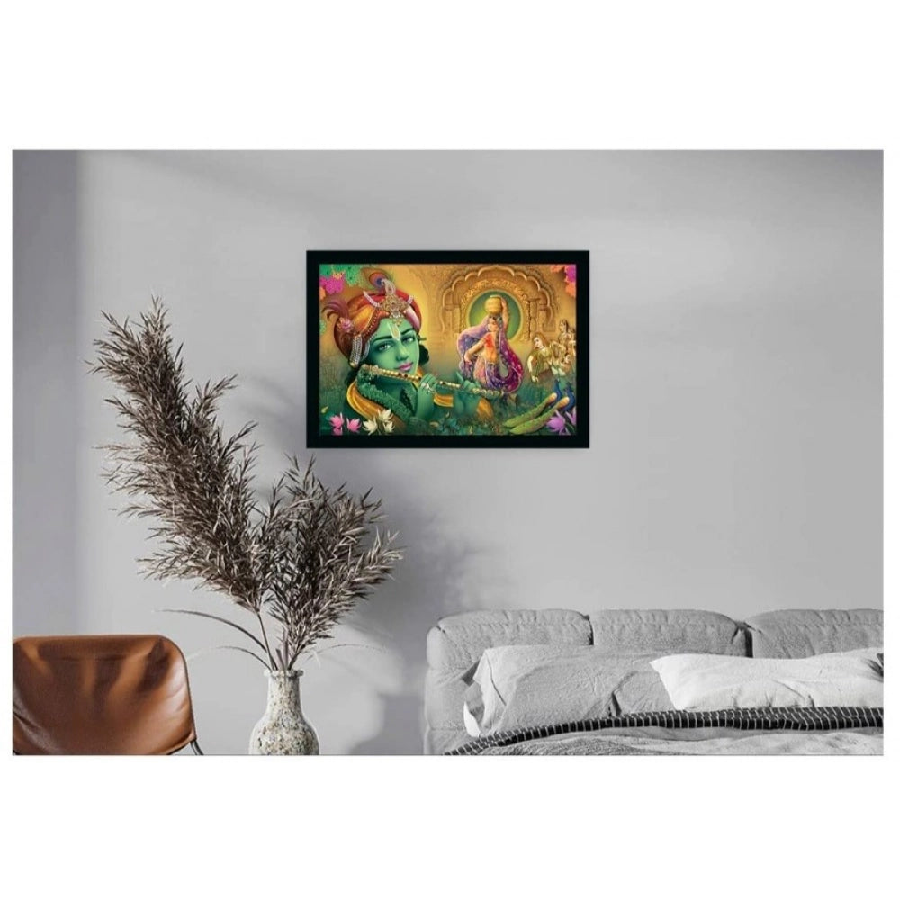 Radha Krishna Painting with Synthetic Photo Frame (Multicolor)