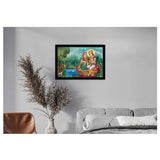 Radha Krishna Painting with Synthetic Photo Frame (Multicolor)