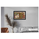 Radha Krishna Painting with Synthetic Photo Frame (Multicolor)