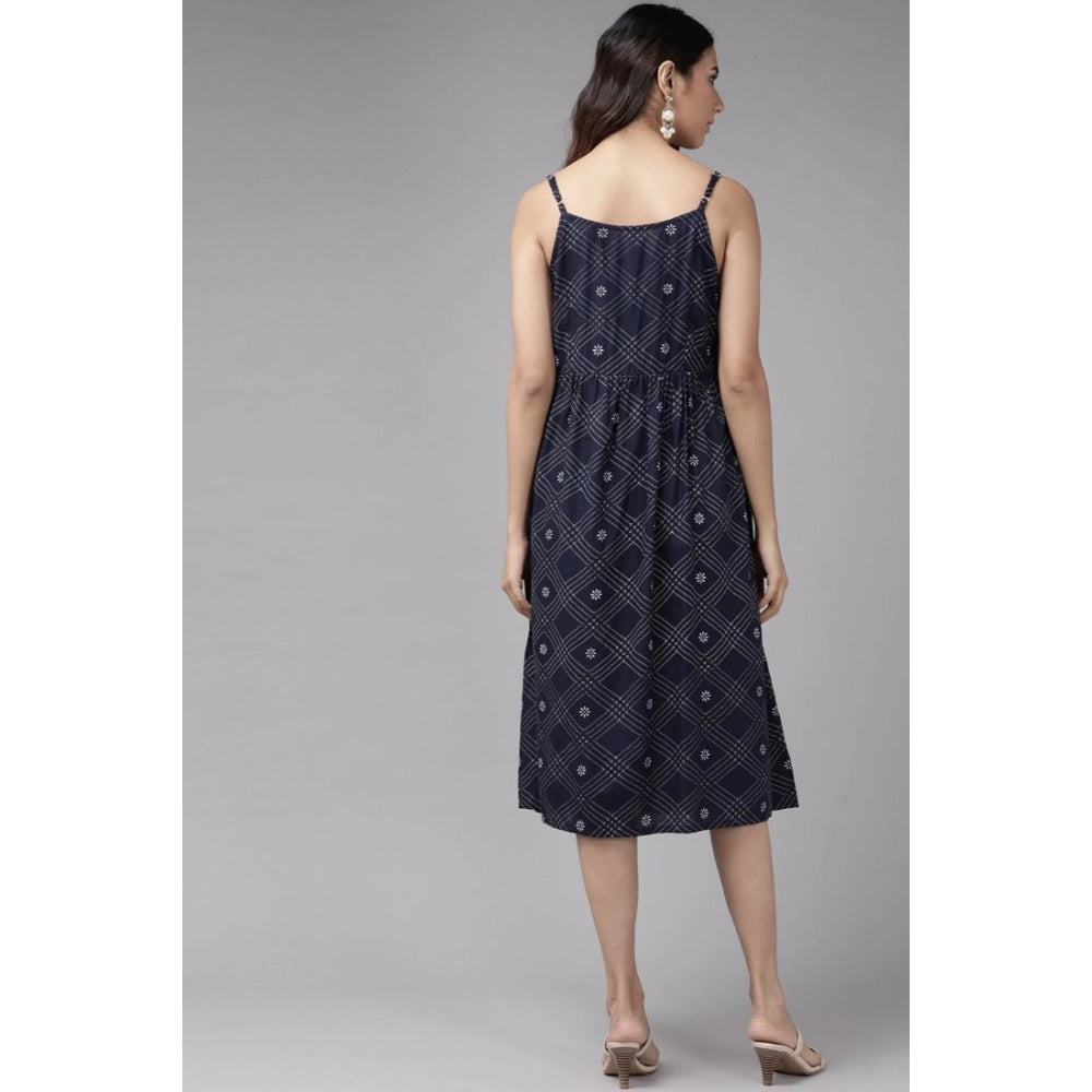 Women's casual sleeveless stripe print rayon dress