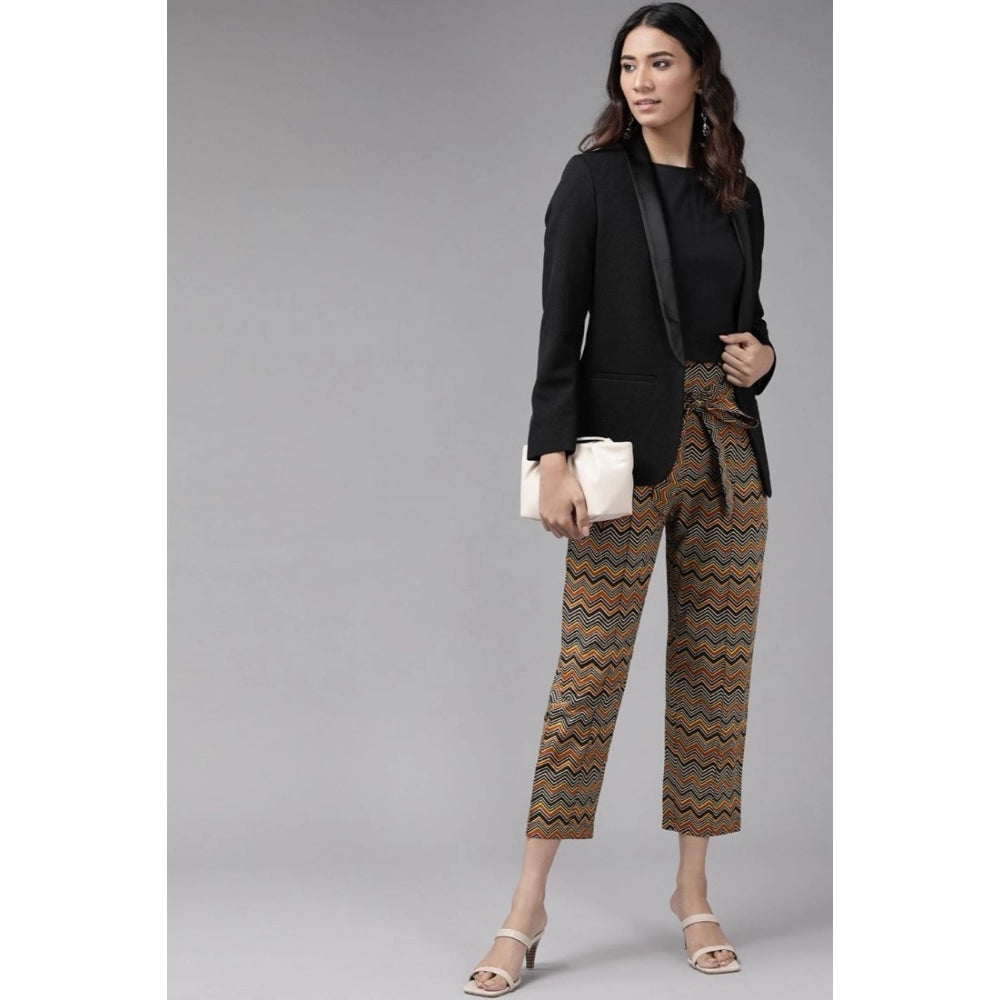MultiColor printed cotton trousers, casual women's ankle-length style for everyday wear