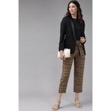 MultiColor printed cotton trousers, casual women's ankle-length style for everyday wear