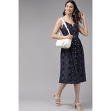 Blue rayon dress with sleeveless design