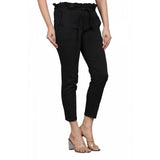 Black lycra ankle-length casual trouser pant for women
