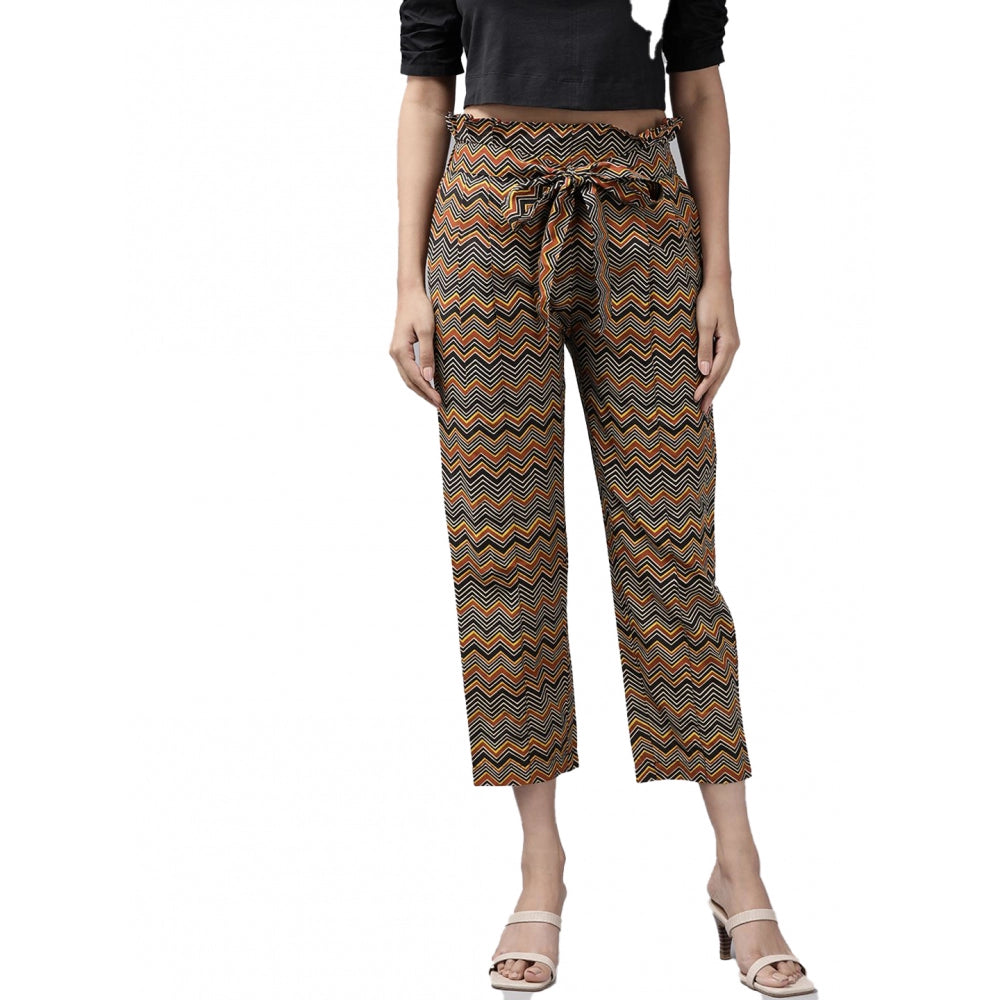 MultiColor printed cotton trouser pant for women, ankle length casual style