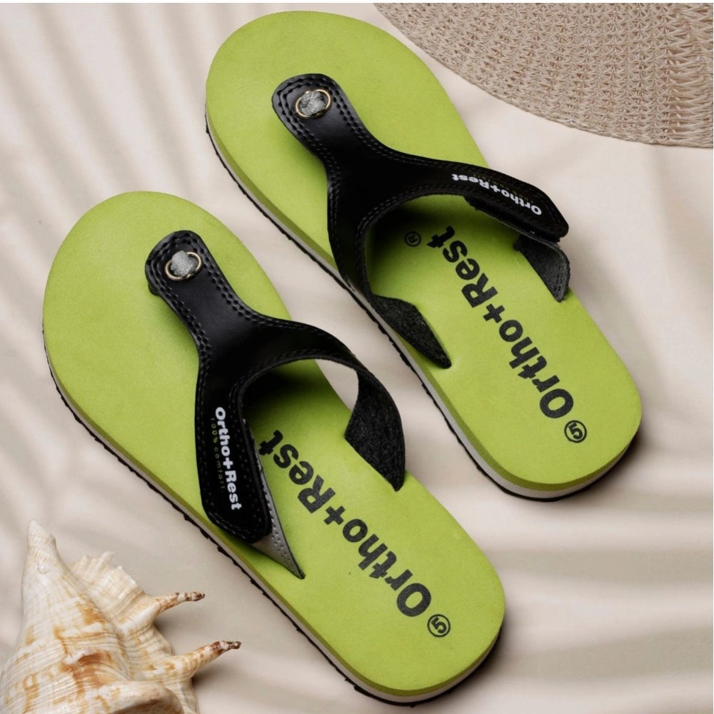 Unisex green rubber slippers, orthopedic support, casual style