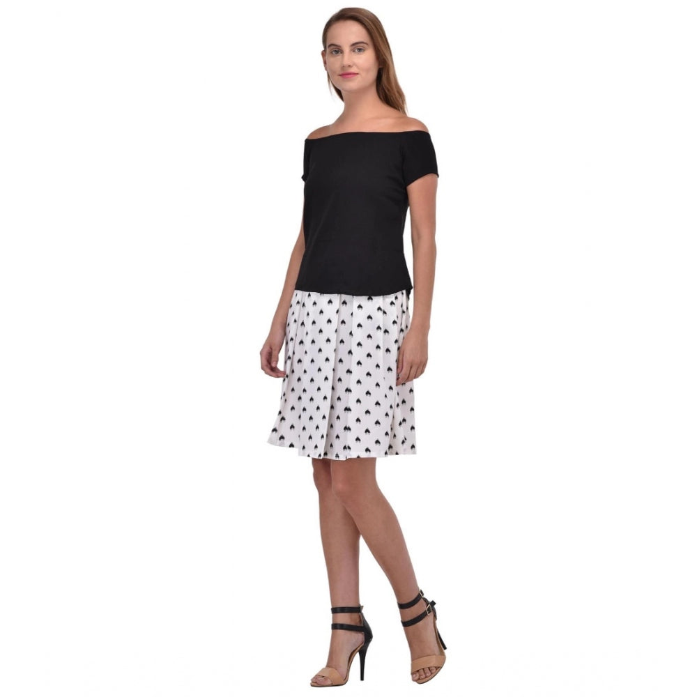 Women's solid black dress with short sleeves, cotton blend fabric