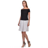 Women's solid black dress with short sleeves, cotton blend fabric