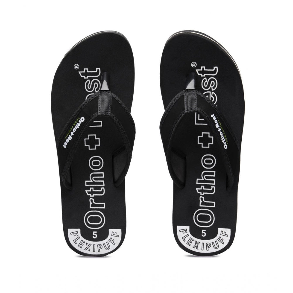 Black rubber orthopedic doctor slippers, comfortably designed for casual wear and support