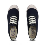 Navy blue cotton school shoes, lace-up design