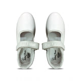White velcro school shoes with Rexine upper material