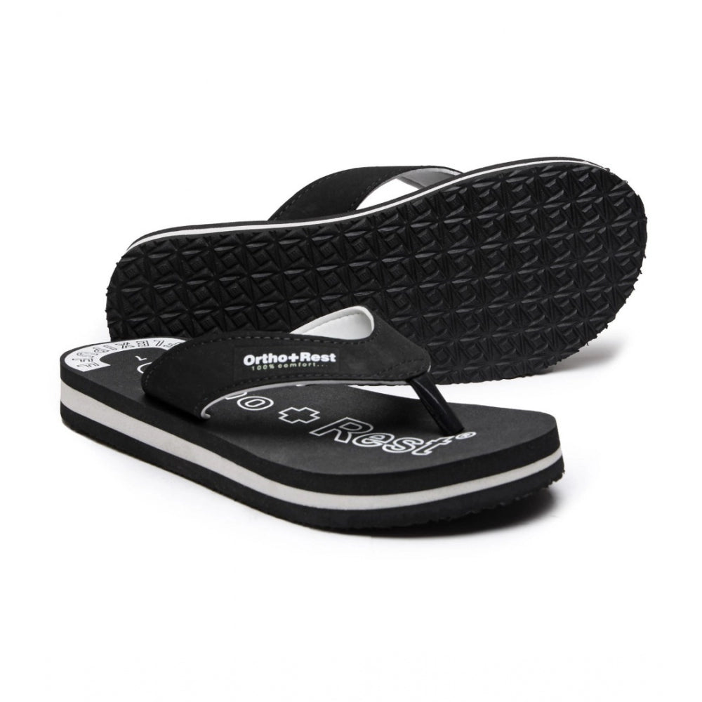 Unisex black rubber orthopedic slipper with black sole, suitable for comfort and medical purposes