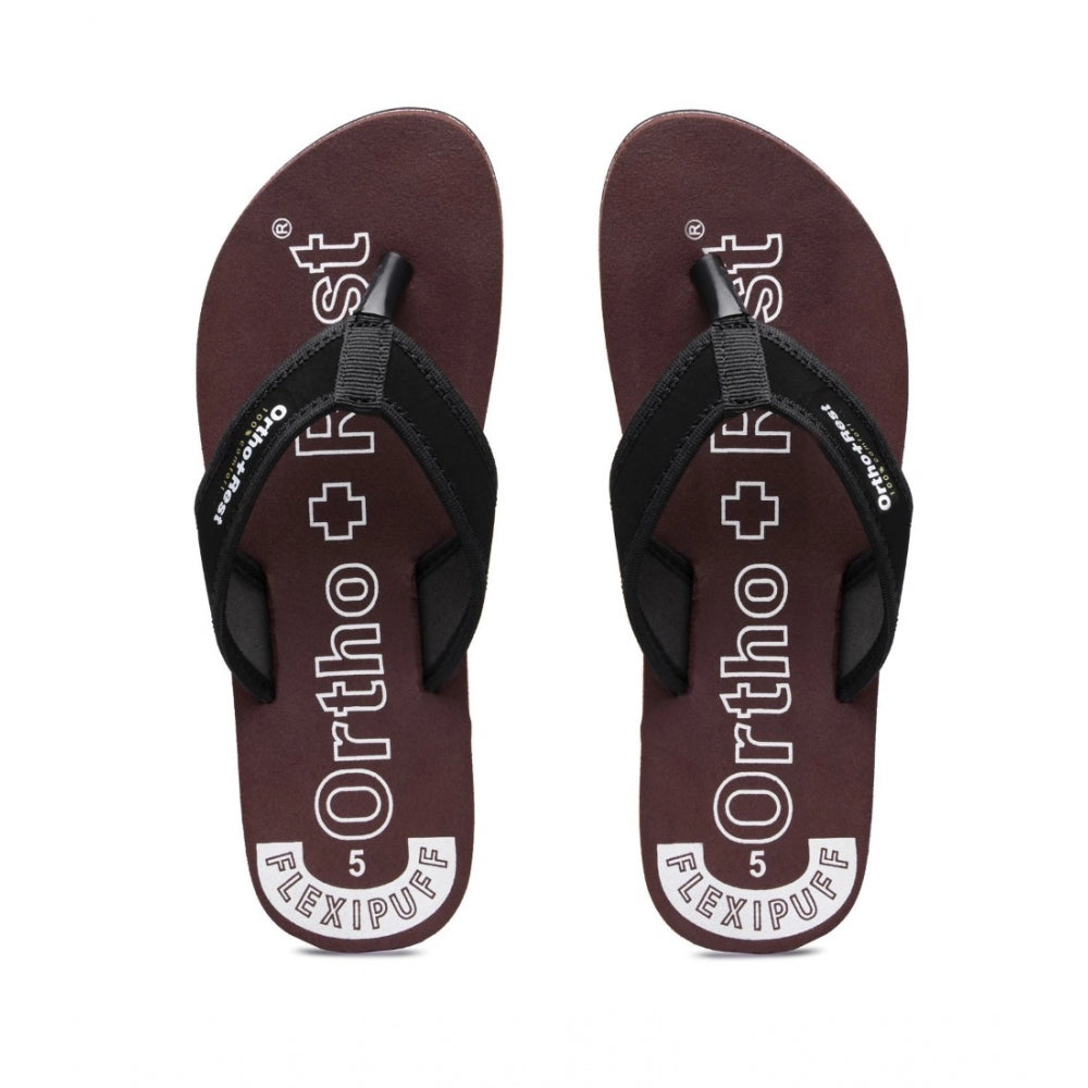 Maroon orthopedic slippers with black strap, comfortable and supportive