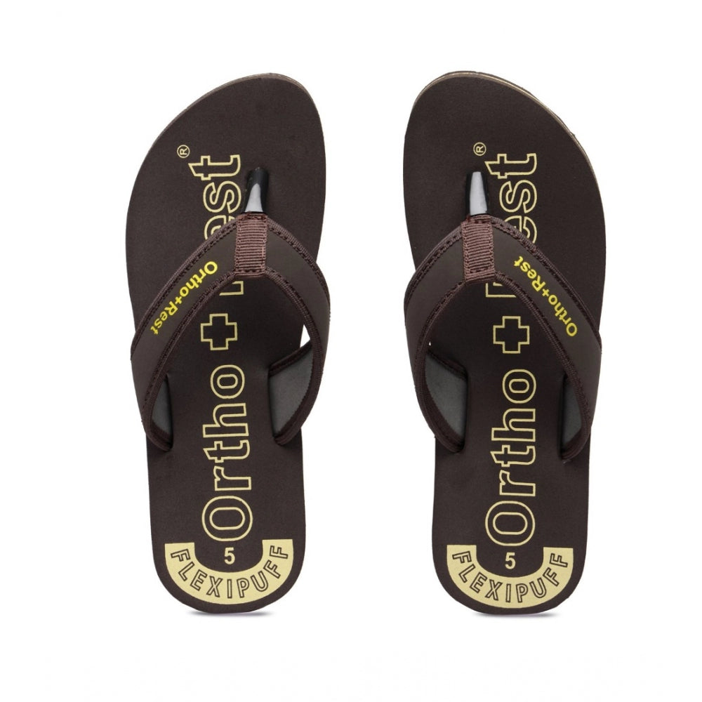 Brown unisex rubber orthopedic doctor slipper with flip flap feature