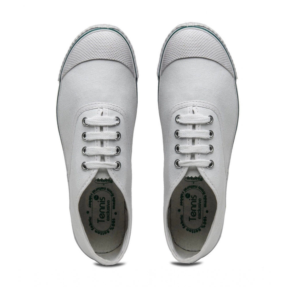 Cotton white school shoes lace up
