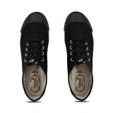 Black cotton canvas school shoe lace-up unisex