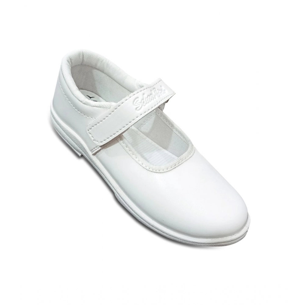 Rexine ox ankle velcro school shoe, white