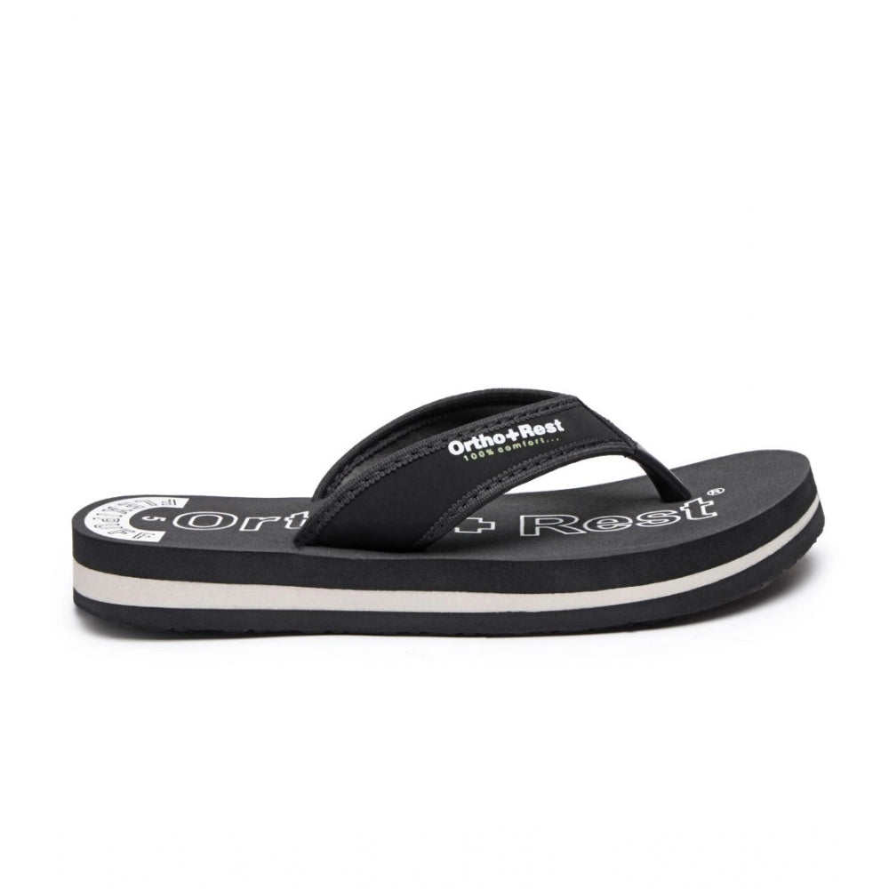 Black orthopedic rubber slipper for unisex use, comfortable design