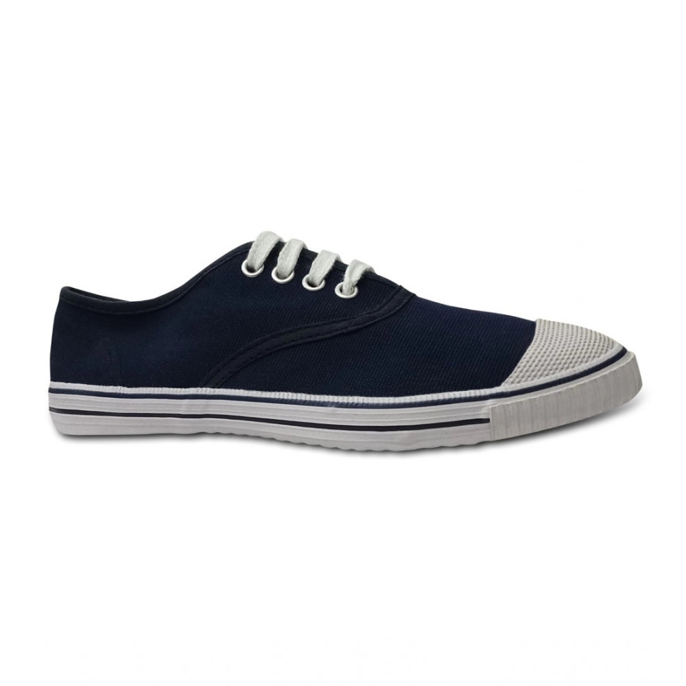 Navy blue cotton school shoe lace-up