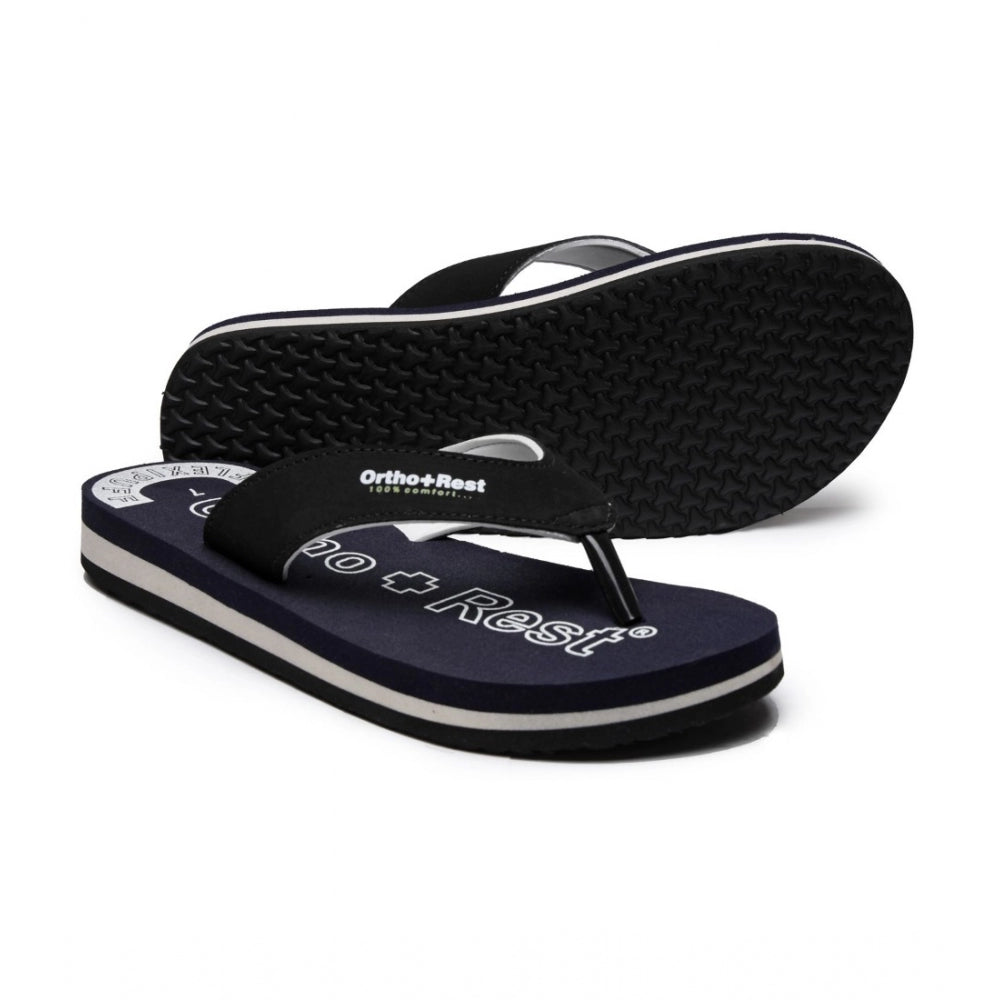Black rubber slippers with white sole, adjustable Velcro strap