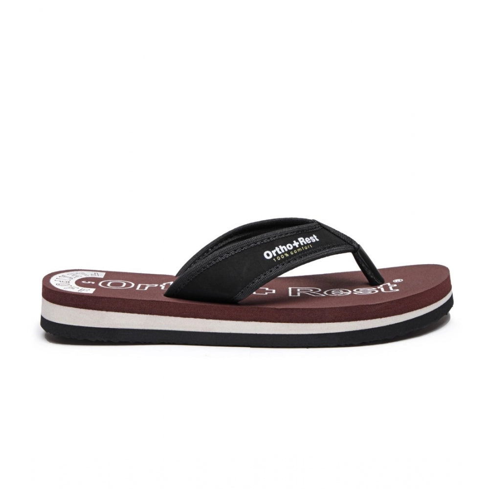 Maroon slippers with multiple straps and comfortable sole, orthopedic design