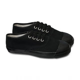 Black cotton lace-up school shoes