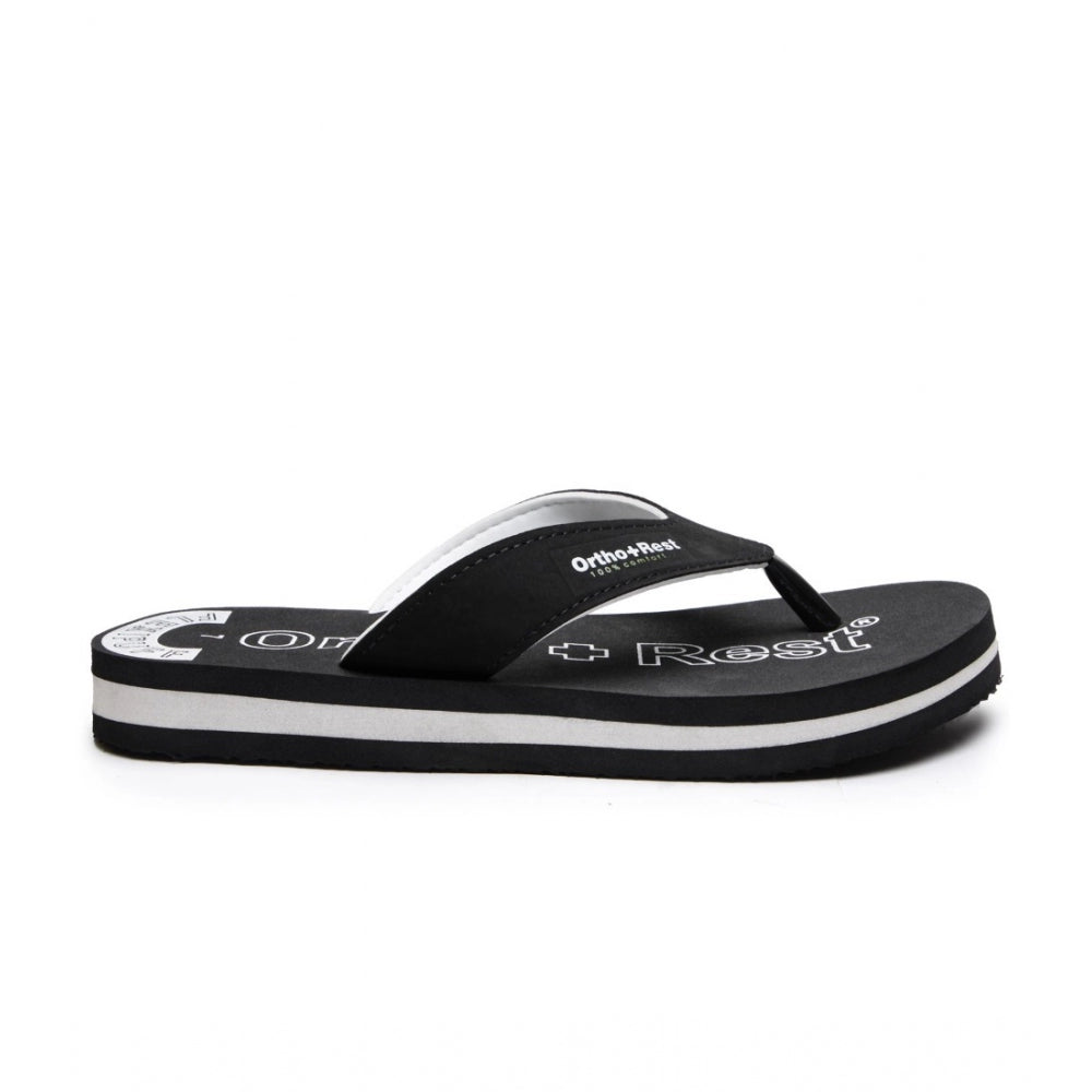 Black rubber unisex slipper flip flop with orthopedic support