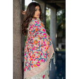 Gillkart Women's Cotton Printed Saree With Unstitched Blouse (Off-White, 5-6 Mtrs)