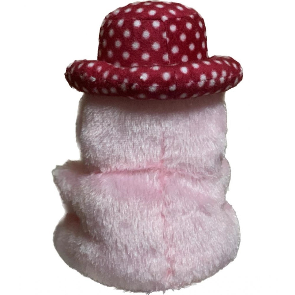 Pink cotton fiber cap teddy bear with heart, versatile decor item for car dashboards, offices, homes, perfect gift